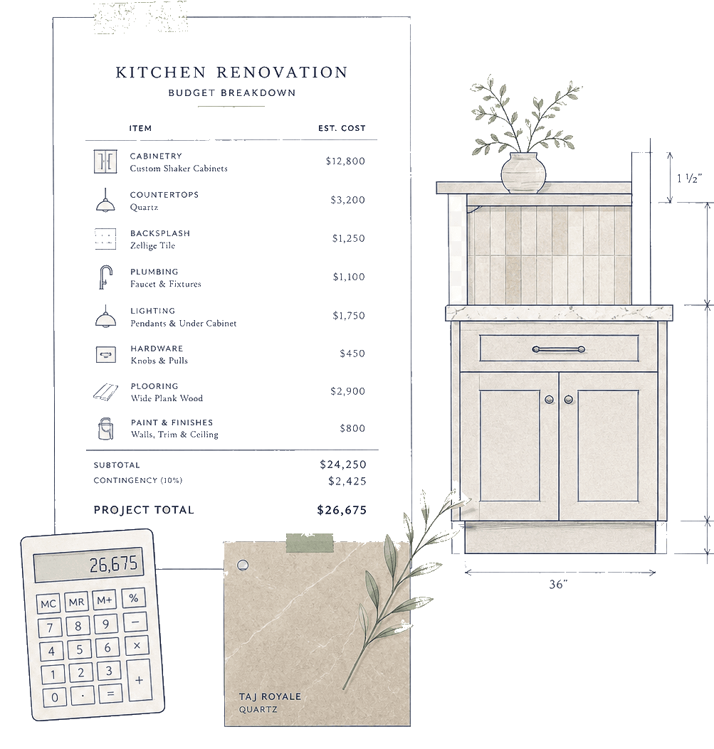 Kitchen renovation quote and spend breakdown fragment