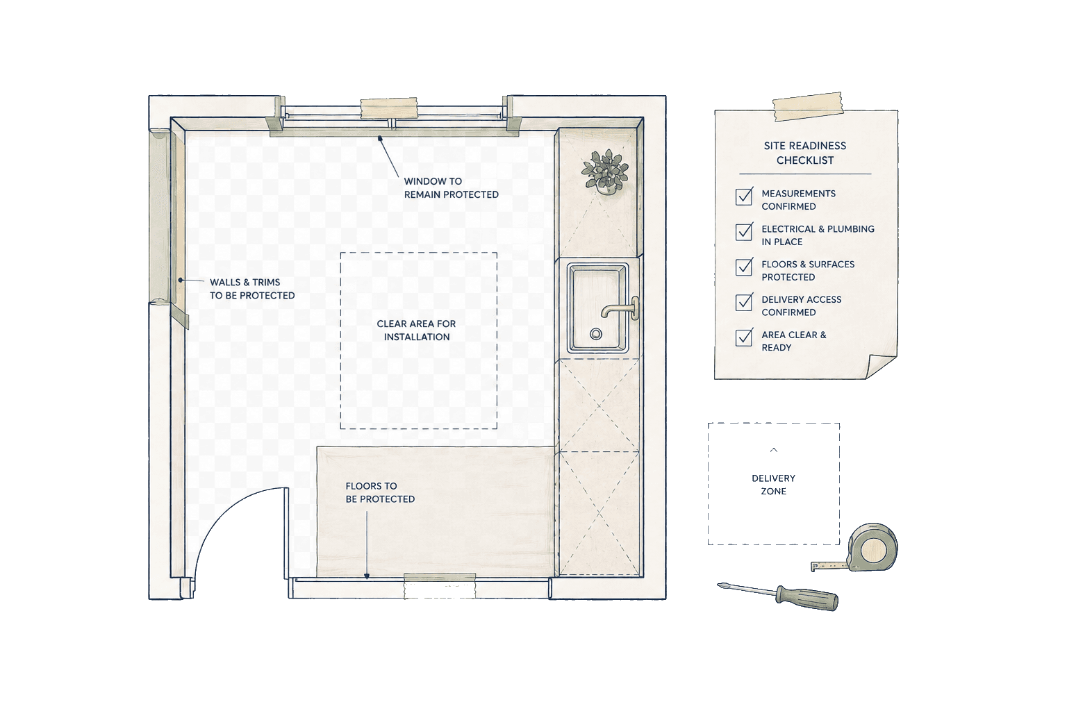 Site readiness plan before installation