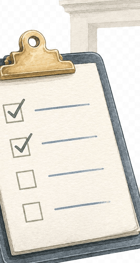 Clipboard-style project receipt fragment. Pocketa kitchen renovation planning fragment. Clipboard-style project receipt fragment